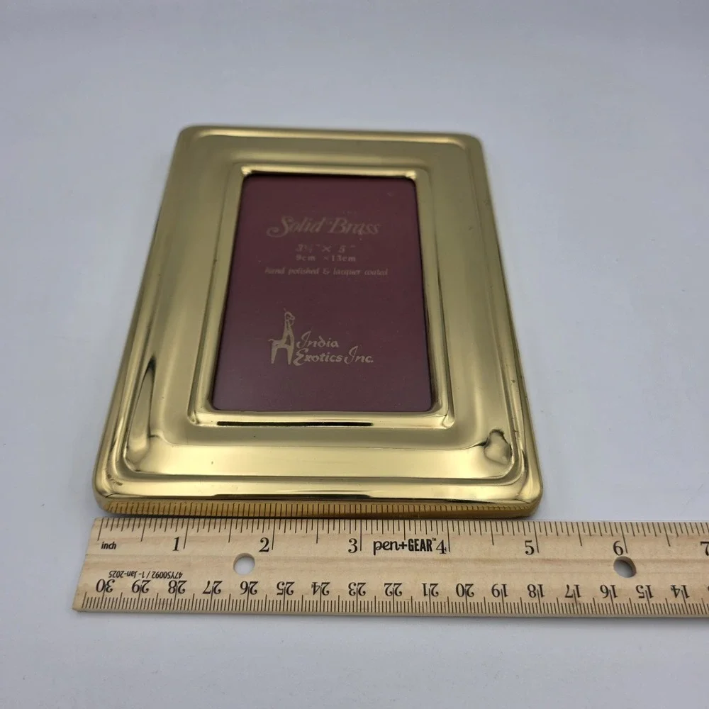 Solid Brass Picture Frame‎ Gold Red Felt Photo Holder By India Exotics 5